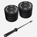 Karnage Ronin 7ft Bar & 150KG Black Olympic Bumper Plates