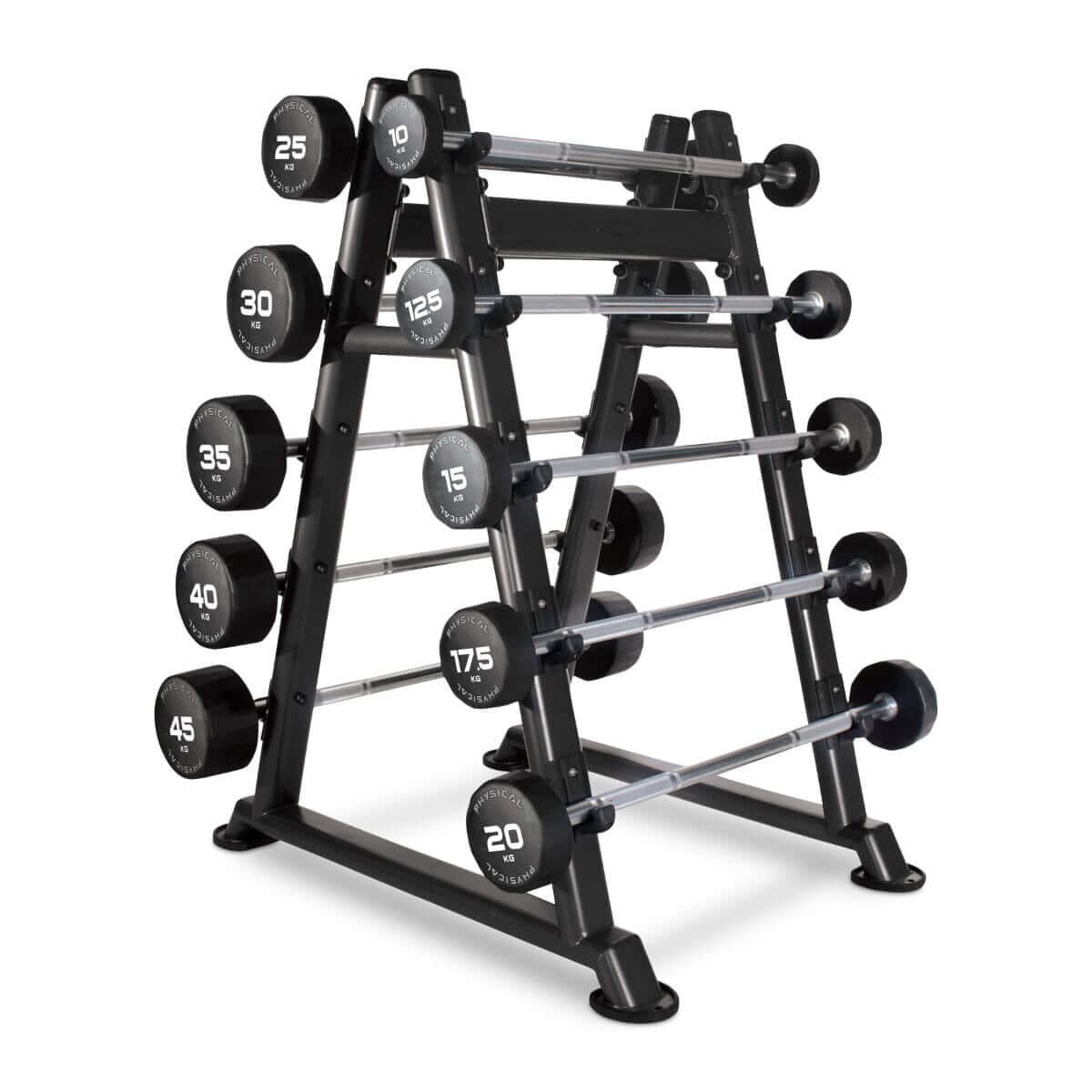 Physical Company 5 PU Barbells Set with Rack
