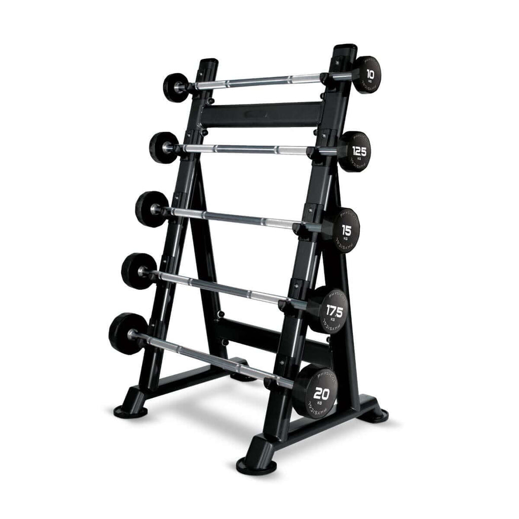 Physical Company 5 PU Barbells Set with Rack